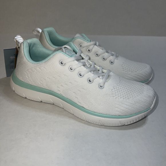 STQ White Aqua Sneakers‎ Women Walking Running Shoes Size 9.5 Brand New - Picture 3 of 8